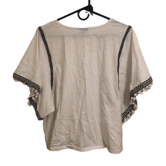 A.n.a Festive Embroidered White Shirt with Pom-Pom Tassels - Picture 2 of 5